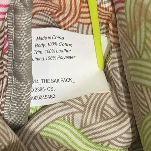 The Sak‎ Ventura Brown Canvas Leather Backpack Drawstring Tribal Aztec Womens - Picture 3 of 12